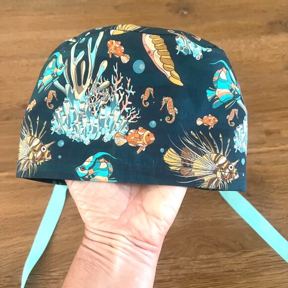 NWOT 10 Scrub Caps Bundle 5 ponytail style + 5 euro style, medical caps - Picture 13 of 16